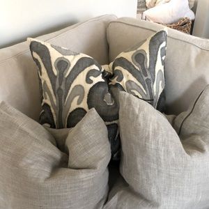 Pottery barn embroidered throw pillow 24”